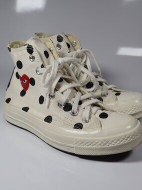 Comme Des Garcons Converse Chuck Taylor Unisex (M)4 (W)6 Polka Dots Off White